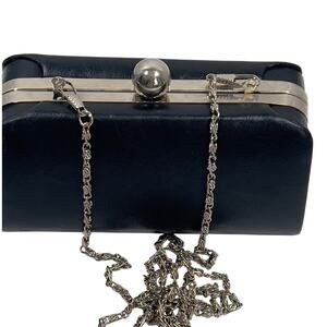 Small Bijoux Terner Black Faux Leather Chic Crossbody Purse Metal Ball Closure